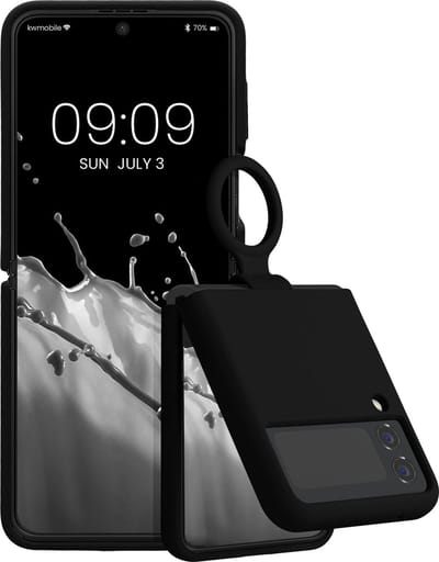 kwmobile flexibel telefoonhoesje van TPU - geschikt voor Samsung Galaxy Z Flip4 - Siliconen coating - Hoesje met ring in zwart