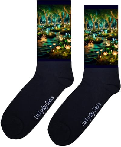 Sprookjesbos - Valentijns Cadeau - Grappige sokken - Leuke sokken - Hem Haar sokken - Vrolijke sokken - Sint cadeau - Vaderdag - Moederdag - Verjaardag cadeau - Kerst cadeau - Leuk Cadeau - Fantasie - Socks maken Happy - 37-44