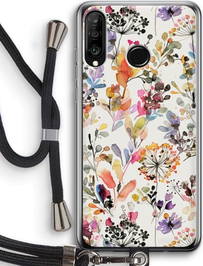 Case Company® - Hoesje met koord geschikt voor Huawei P30 Lite hoesje met Koord - Wilde grassen - Telefoonhoesje met Zwart Koord - Bescherming aan alle Kanten en Over de Schermrand