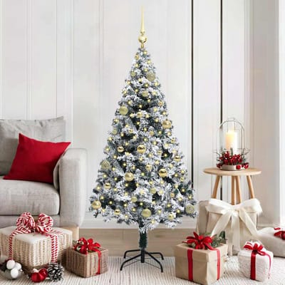 vidaXL - Kunstkerstboom - met - 150 - LED - Wit - 150 - cm - PVC - en - Staal - en - Kunststof