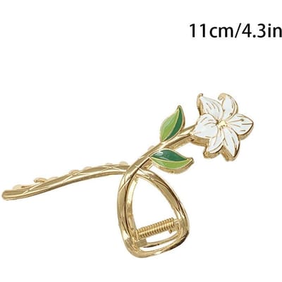 Trendy Bloemen Koreaanse Stijl Elegante Metalen Haar Klauw Clip Vrouwen Charme Haai Legering Haarspeld Mode Haaraccessoires Vrouwelijke Meisjes beige