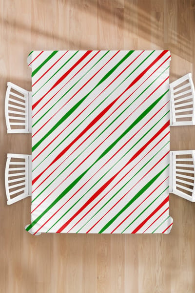 Kerst Tafelkleed - Kerstmis Decoratie - Tafellaken - Patronen - Kerst - Strepen - 180x240 cm - Kerstmis Versiering - Tafeldecoratie Kerstmis - Kerstdecoratie tafel - Tafelversiering