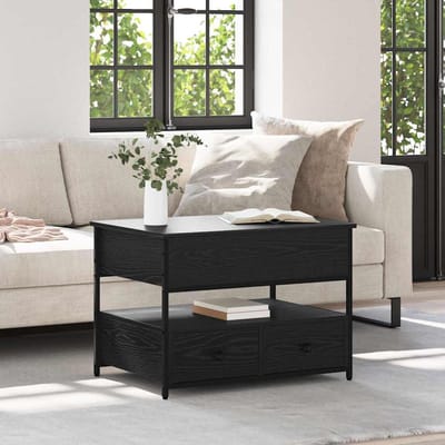 vidaXL - Salontafel - Zwart - Eiken - 70 - x - 50 - x - 54.5 - cm - Bewerkt - hout