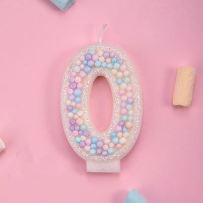 DW4Trading Verjaardagskaars 0 Balletjes met Pastelkeuren - Cijfer-kaars - Taartversiering