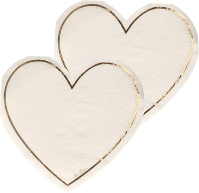 Givi Italia Feest servetten - 32x - wit - hart - 3 laags - 33x33cm - feest/verjaardag servetten - Valentijn