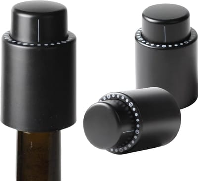 Champagne stopper - Flessenstop - Wijnstopper - Wijnstopper zwart - Datum registratie - Vacuüm - Wijnafsluiter - Flessenstoppen wijn - Herbruikbare Vacuümsluiters - Met Instelbare Datumwijzer - Voor Rode en Witte Wijn - 2stuks