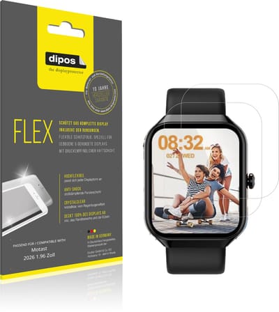 dipos – 2x Beschermfolie geschikt voor Motast 2026 1.96 Zoll | 3D Full Cover Screenprotector | 100% Passend