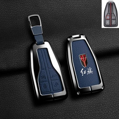 Zinklegering Leer Voor Hongqi Hs5 H5 H9 Hs7 H7 L5 Hs3 L9 Autosleutel Cover Case Tas Shell Beschermer Sleutelhanger Accessoires black