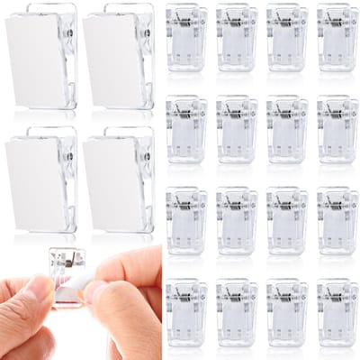 Dailygoods- Veerclips 20 stuks - Transparante Zelfklevende Clips - Kunststof Wandclips - Fotodocumenten Decoratie - Plakboek Clips - Afmetingen 2,6 x 1,3 cm - Kleefclips