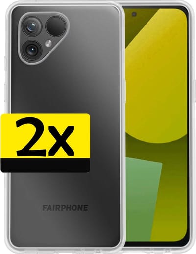 Hoesje - 2 Stuks - Geschikt voor Fairphone 5 - Sterk & Shockproof - Case Siliconen - Back Cover - Telefoon Hoes - Telefoonhoesjes - Transparant