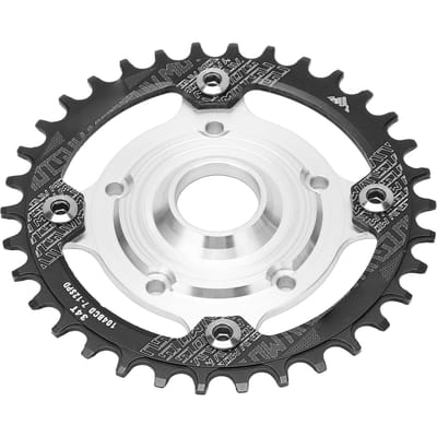 Adaptateur de plateau 104 BCD 34T 34T Plateau à dents positives et négatives Base de conversion pour moteur pédalier Tongsheng noir