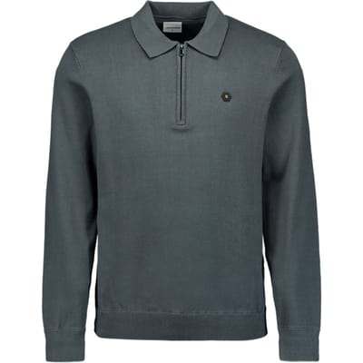 No Excess Pullover Polo Half Zipper Solid Knit Dark Steel Größe: S | Poloshirts Outlet | Herren