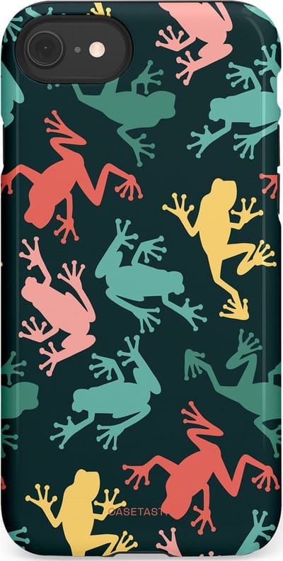 Casetastic Hoesje Geschikt voor Apple iPhone 7/8/SE - Stijlvolle Beschermende Duo-layer Case - Regenwoud Kikkers