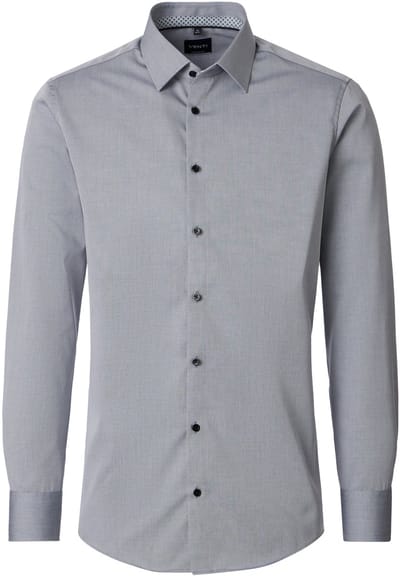 VENTI modern fit overhemd - popeline - zilvergrijs - Strijkvrij - Boordmaat: 38