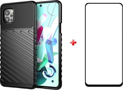 Silicone gel zwart hoesje Motorola Moto G9 Plus met full cover glas screenprotector
