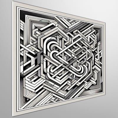 Modern escher schilderij | Escher's moderne kunst: een onnavolgbare mix van illusie en realiteit | Kunst - 80x80 centimeter op Forex | Foto op Forex