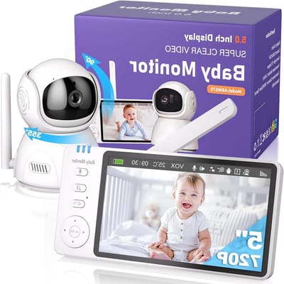 Babyfoon met Camera - Videomonitor Baby - Baby Bewaken - Geen Wifi Nodig - 5 Inch Scherm - Wit