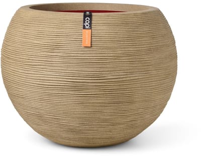 Capi Europe - Vaas bol Rib NL - 40x32 - Beige - Opening Ø24 - Bloempot voor binnen en buiten - Levenslang garantie - Breukbestendig - 100% Recyclebaar - CO2 Neutraal geproduceerd - KBER270