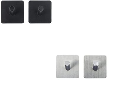 Zwart of Zilver handdoekhaakje zelfklevend 2 stuks Five® (kleurkeuze niet mogelijk) - Zelfklevend | Ophangen zonder boren
