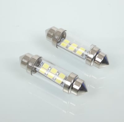 12v witte ledlamp type shuttle t11x39 sv8.5 rms voor motorfiets auto per 2 nieuw