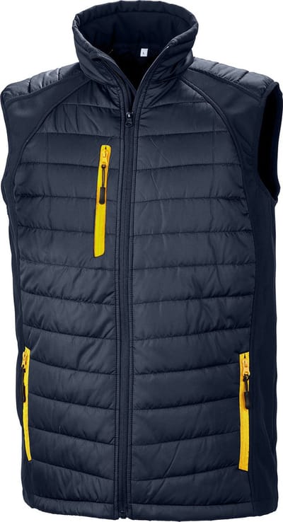 Result Black compass gewatteerde softshell bodywarmer R238X - Navy / Yellow - XXL