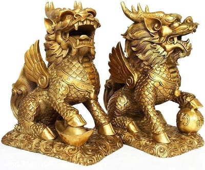 Feng Shui Beeld - Welvaart Figuur - Huis Decoratie - Gedetailleerd Snijwerk - Klein Formaat - Goudkleurig