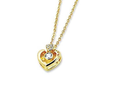 Amanto Ketting Gelina Goldy - 316L Staal - Hartje - 9x11mm - 50cm