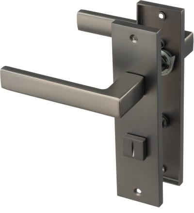 Ostiumhome® - Deurbeslag- Deurklink op kort schild met WC Slot 63 mm- Gun Metal - Novara
