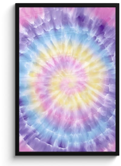 Poster in lijst - Fotolijst 60x90 cm - Posters - Spiraal - Tie dye - Pasteltinten - Posterlijst zwart - Decoratie - Wanddecoratie woonkamer - Muurdecoratie slaapkamer