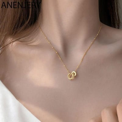 925 Sterling Zilver Onregelmatige Cirkel Ketting Voor Vrouwen Geometrische Handgemaakte Sleutelbeenketting Ketting Sieraden S -N203 brown