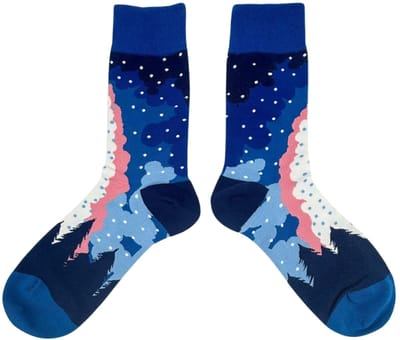 Tutti Footi - Sokken met Nachtlucht & Wolken Design – Blauw en roze, bos, sterren - Maat 38–43