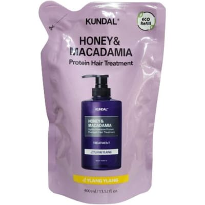 KUNDAL Honing&Macadamia Proteïne Haarverzorging Navulverpakking 400ml Ylang Ylang 400ml gray