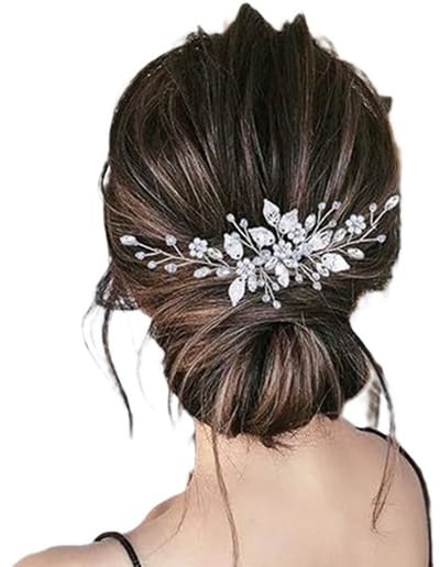 Stijlvolle Haar Sieraaad Voor Vrouwen I Diadeem Haarspeld I Voor Bruiden & Bruidsmeisjes I Bruidshaarband I Haarversiering I Met Kristallen & Parals (Kunststof) I 50 CM I Zilver