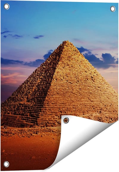 Gards Tuinposter Egyptische Piramides in de Woestijn - 40x50 cm - Tuindoek - Tuindecoratie - Wanddecoratie buiten - Tuinschilderij
