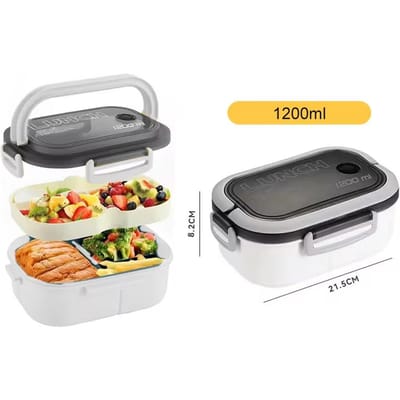 1300ML 4Lunchbox met Servies Magnetronbestendig Vaatwasserbestendig Hermetische Bento Box voor Studenten Volwassenen School Kantoor 1300ml gray