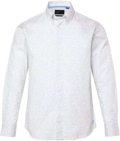 JP 1880 - Heren - Overhemd lange mouwen buttondown kraag bloemmotief Modern Fit - Off-white - Maat 3XL