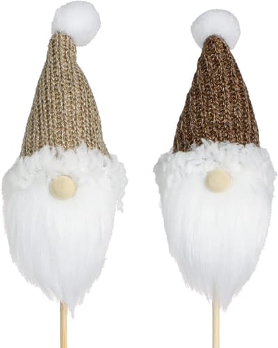 Decoratieve plug kabouter Kerst wit bruin 4x11cm 4 st, 4 Stück