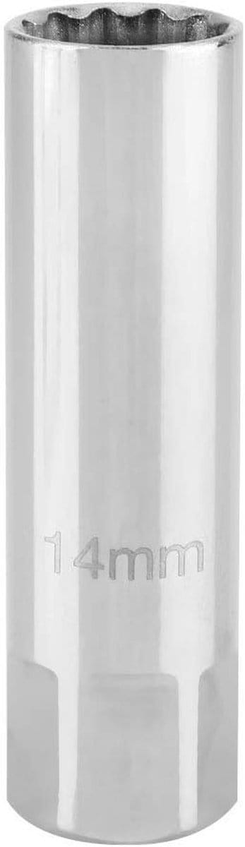 Bougiestekker - Bougiesleutel - Motoronderhoud - Dunwandig magnetisch - 14 mm - Zilver