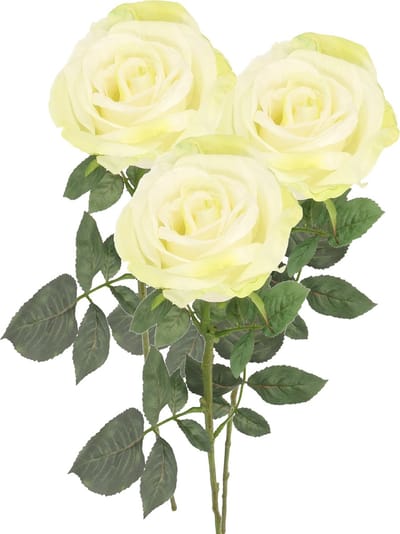 Top Art Kunstbloem roos Nova - 3x - warm wit - 75 cm - kunststof steel - decoratie bloemen