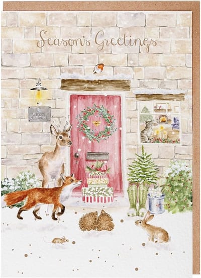 Wrendale Kerstkaarten Notepack - 8 stuks 'Christmas Cottage' Woodland Animal Christmas Card Pack