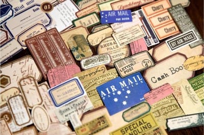 Sticker Set Vintage Labels - 200 stuks - Air Mail - Par Avion - Bulletjournal - Scrapbooking - Journaling - Kaarten maken - Agenda sticker