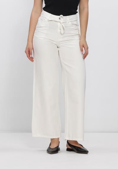 Object Wide leg jeans Strikceintuur