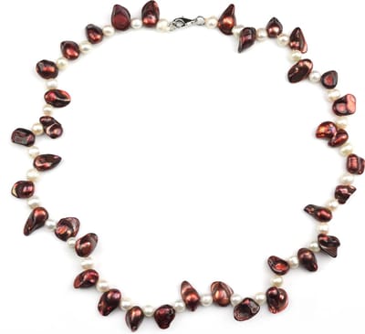 Zoetwater parelketting Purple Lady - echte parels - wit - rood - bruin - sterling zilver (925) - luxe sieraden zakje - parelketting dames