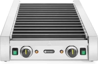 HENDI Worstenroller grill – 2 hittezones – 14 rollers – anti-aanbaklaag – roestvast staal