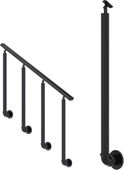 Trapleuning Paal - Balustrade Ondersteuning - Trap Veiligheid - Verstelbare Hoek - 65 cm - Zwart