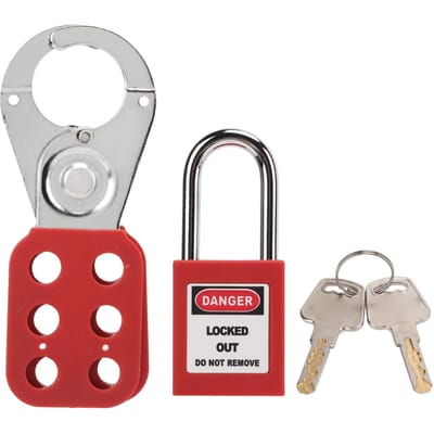 25mm0.98in Lockout Tagout Hasp 6 Gaten Veiligheidshasp Slot met 38mm1.5in Hangslot voor Industrieel white