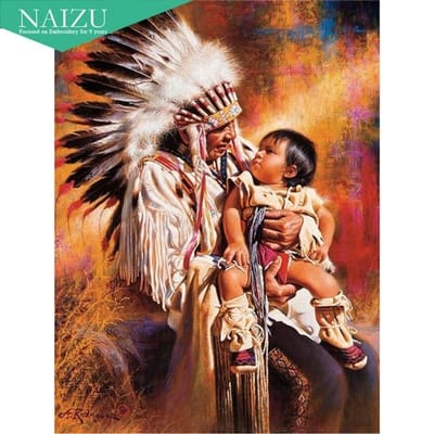 5D DIY Diamond schilderij  Indian & Baby  volledige vierkante boor borduurset kruissteek mozaïek 40X50CM