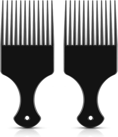2 Stuks Afro Kam: Brede Tanden Pick Kam voor Krullend, Dik en Lang Haar