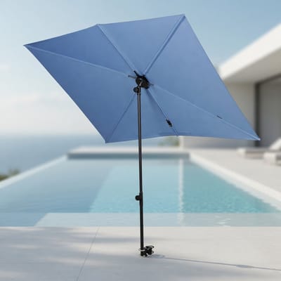 Rechthoekige Balkonparasol 183×134 cm – Kantelbaar met Drukknop & 360° Draaibaar – UV-bescherming 50+ – Aluminium Frame – Compacte Terrasparasol voor Balkon, Tuin, Terras & Zwembad – Mobili Bella