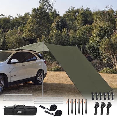 Dailygoods- Luifel 3m x 5m - Draagbaar Zonnescherm - Waterdicht - UV-bestendig - Antislip Zuignappen - Eenvoudige Installatie